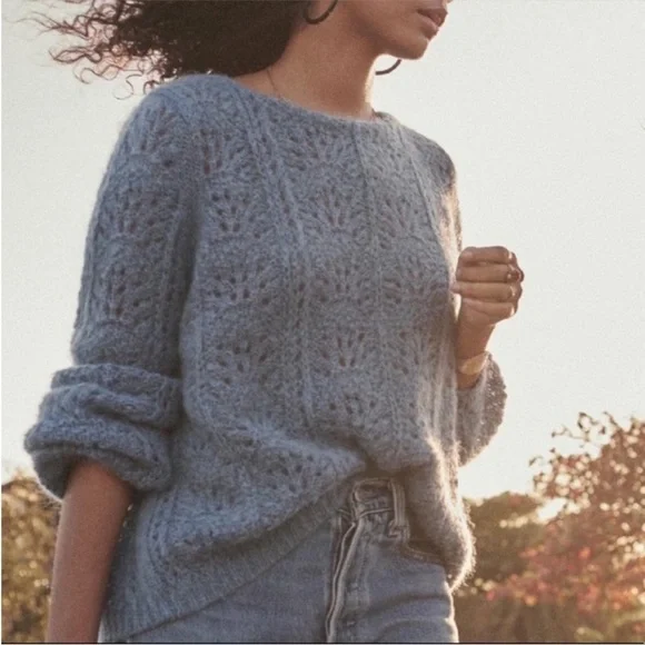 Isaac Jumper Blue Medium Mohair Merino - Picture 3 of 11